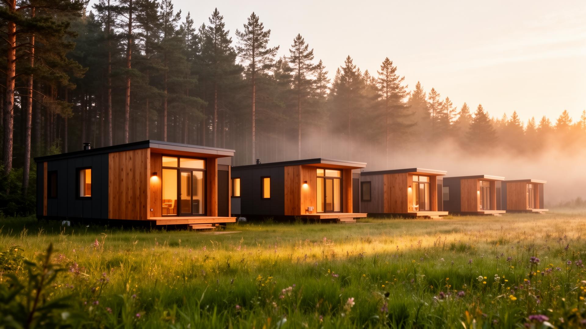 Tiny homes in a meadow
